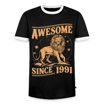 Leo Astrological Sign Zodiac Birthday Year 1991Leo - Männer Kontrast-T-Shirt - Schwarz/Weiß - Vorne - AI Model Female 172 light (172cm) & AI Model Male 178 light (178cm)