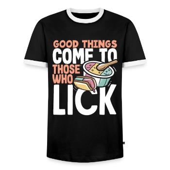 De bonnes choses pour les amateurs de glaces - T-shirt contrasté Homme - noir/blanc - Devant - AI Model Female 172 light (172cm) & AI Model Male 178 light (178cm)