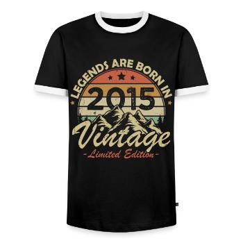 Les Légendes Sont Nées En 2015 Vintage Cadeau - T-shirt contrasté Homme - noir/blanc - Devant - AI Model Female 172 light (172cm) & AI Model Male 178 light (178cm)