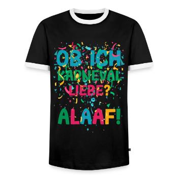 Ob ich Karneval Liebe Alaaf Fastnacht Konfetti - Männer Kontrast-T-Shirt - Schwarz/Weiß - Vorne - AI Model Female 172 light (172cm) & AI Model Male 178 light (178cm)