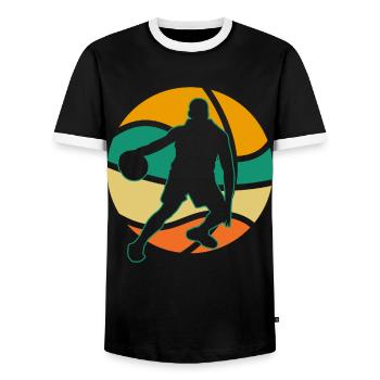 Basketball Basketballer - Männer Kontrast-T-Shirt - Schwarz/Weiß - Vorne - AI Model Female 172 light (172cm) & AI Model Male 178 light (178cm)