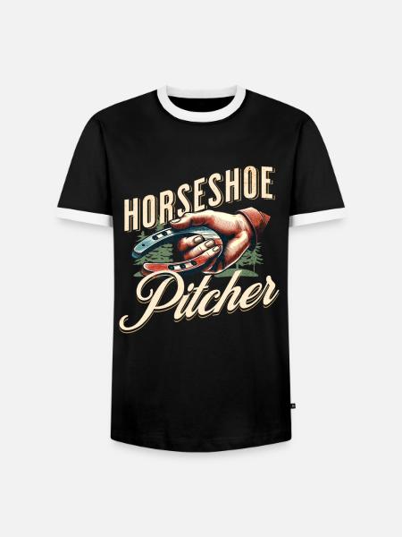 Hufeisenwerfen Horseshoe Pitching - Männer Kontrast-T-Shirt - Schwarz/Weiß
