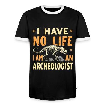 Archaeologist - Men's Ringer Shirt - black/white - Front - AI Model Female 172 light (172cm) & AI Model Male 178 light (178cm)