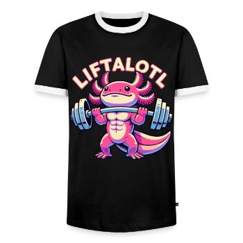 Fitness Musculation Musculation LIFTALOTL Axolotl - T-shirt contrasté Homme - noir/blanc - Devant - AI Model Female 172 light (172cm) & AI Model Male 178 light (178cm)