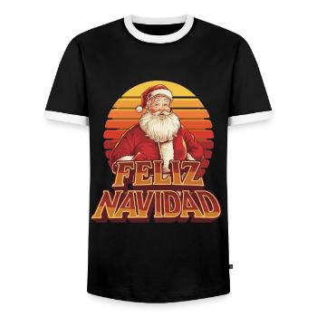 Feliz Navidad Nikolaus für Weihnachtsfeier - Männer Kontrast-T-Shirt - Schwarz/Weiß - Vorne - AI Model Female 172 light (172cm) & AI Model Male 178 light (178cm)