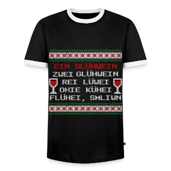 Glühwein Fan EIN GLÜHWEIN ZWEI GLÜHWEIN REI - Männer Kontrast-T-Shirt - Schwarz/Weiß - Vorne - AI Model Female 172 light (172cm) & AI Model Male 178 light (178cm)