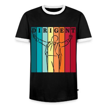 Conductor Characteristics Conductor Music Teacher - Men's Ringer Shirt - black/white - Front - AI Model Female 172 light (172cm) & AI Model Male 178 light (178cm)