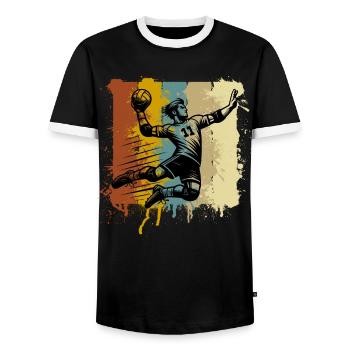 Handball Handballer - Männer Kontrast-T-Shirt - Schwarz/Weiß - Vorne - AI Model Female 172 light (172cm) & AI Model Male 178 light (178cm)