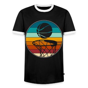 Basketball Basketballer - Männer Kontrast-T-Shirt - Schwarz/Weiß - Vorne - AI Model Female 172 light (172cm) & AI Model Male 178 light (178cm)