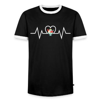 Amateur de crème glacée Heartbeat Design - T-shirt contrasté Homme - noir/blanc - Devant - AI Model Female 172 light (172cm) & AI Model Male 178 light (178cm)