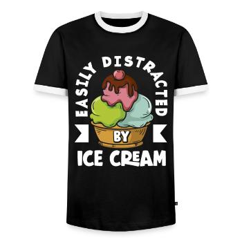 Eiscreme Liebhaber Ablenkung Leicht - Männer Kontrast-T-Shirt - Schwarz/Weiß - Vorne - AI Model Female 172 light (172cm) & AI Model Male 178 light (178cm)