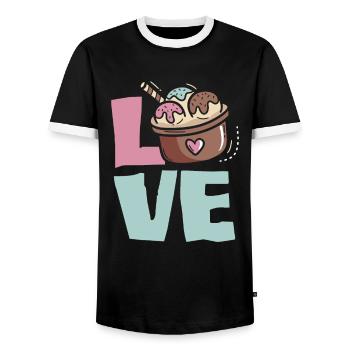 L’amour de la crème glacée pour les amateurs de crème glacée - T-shirt contrasté Homme - noir/blanc - Devant - AI Model Female 172 light (172cm) & AI Model Male 178 light (178cm)