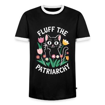 Fluff The Patriarchy Feminist Anti Patriarchy - Männer Kontrast-T-Shirt - Schwarz/Weiß - Vorne - AI Model Female 172 light (172cm) & AI Model Male 178 light (178cm)