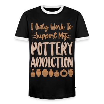 Pottery Ceramics Artist I Only - Men's Ringer Shirt - black/white - Front - AI Model Female 172 light (172cm) & AI Model Male 178 light (178cm)