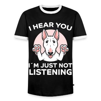 Bullterrier Spruch Lustiges Bullterrier Geschenk - Männer Kontrast-T-Shirt - Schwarz/Weiß - Vorne - AI Model Female 172 light (172cm) & AI Model Male 178 light (178cm)