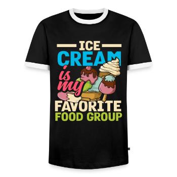 La crème glacée est ma saveur préférée - T-shirt contrasté Homme - noir/blanc - Devant - AI Model Female 172 light (172cm) & AI Model Male 178 light (178cm)