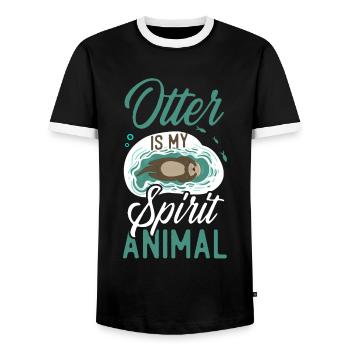 Otter Otter Is My Spirit Animal - Men's Ringer Shirt - black/white - Front - AI Model Female 172 light (172cm) & AI Model Male 178 light (178cm)