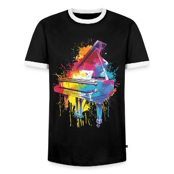 Piano - T-shirt contrasté Homme - noir/blanc - Devant - AI Model Female 172 light (172cm) & AI Model Male 178 light (178cm)