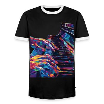 Piano - T-shirt contrasté Homme - noir/blanc - Devant - AI Model Female 172 light (172cm) & AI Model Male 178 light (178cm)