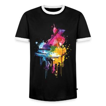 Piano - T-shirt contrasté Homme - noir/blanc - Devant - AI Model Female 172 light (172cm) & AI Model Male 178 light (178cm)