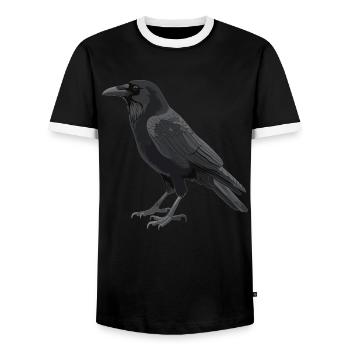 Crows Crow - Men's Ringer Shirt - black/white - Front - AI Model Female 172 light (172cm) & AI Model Male 178 light (178cm)