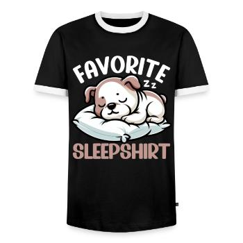 Official Sleeping House Bulldog Lover Lazy - Men's Ringer Shirt - black/white - Front - AI Model Female 172 light (172cm) & AI Model Male 178 light (178cm)