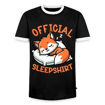 Official Sleeper Fox Cute Funny Lazy - Men's Ringer Shirt - black/white - Front - AI Model Female 172 light (172cm) & AI Model Male 178 light (178cm)