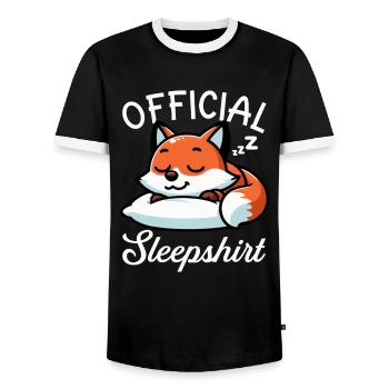 Official Sleeper Fox Cute Funny Lazy - Men's Ringer Shirt - black/white - Front - AI Model Female 172 light (172cm) & AI Model Male 178 light (178cm)