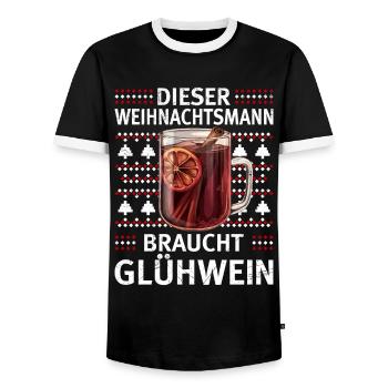 Glühwein DIESER WEIHNACHTSMANN BRAUCHT GLÜHWEIN - Männer Kontrast-T-Shirt - Schwarz/Weiß - Vorne - AI Model Female 172 light (172cm) & AI Model Male 178 light (178cm)