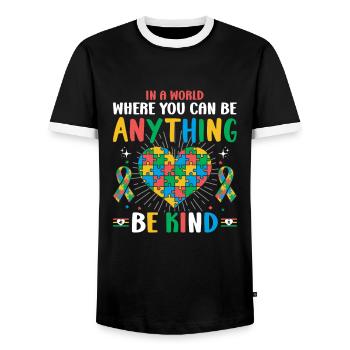 Autismus Autistisch - Männer Kontrast-T-Shirt - Schwarz/Weiß - Vorne - AI Model Female 172 light (172cm) & AI Model Male 178 light (178cm)