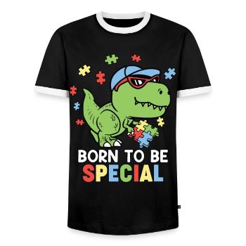 Autism Autistic - Men's Ringer Shirt - black/white - Front - AI Model Female 172 light (172cm) & AI Model Male 178 light (178cm)