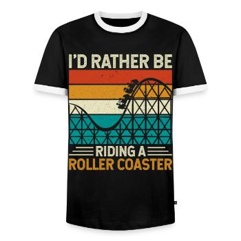 Roller Coaster Theme Park - Men's Ringer Shirt - black/white - Front - AI Model Female 172 light (172cm) & AI Model Male 178 light (178cm)