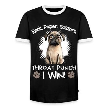 Rock Paper Scissors Mops Sarkasmus Witzig - Männer Kontrast-T-Shirt - Schwarz/Weiß - Vorne - AI Model Female 172 light (172cm) & AI Model Male 178 light (178cm)