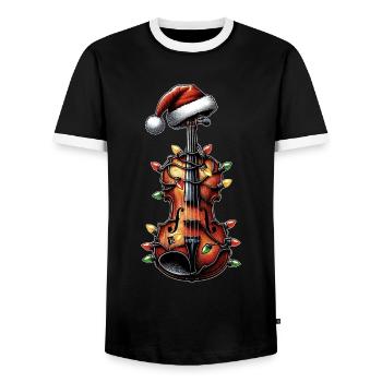 Geige Instrument Geigerin Weihnachtsmütze Xmas - Männer Kontrast-T-Shirt - Schwarz/Weiß - Vorne - AI Model Female 172 light (172cm) & AI Model Male 178 light (178cm)