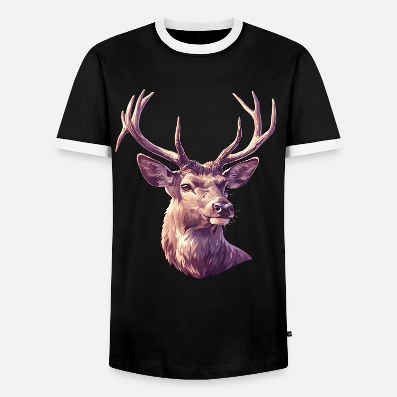 Hirsche Hirsch - Männer Kontrast-T-Shirt - Schwarz/Weiß