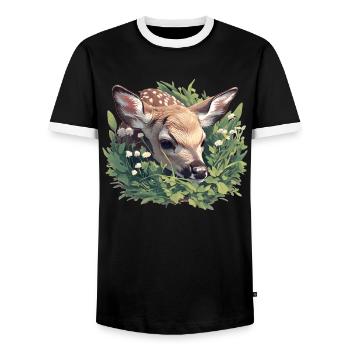 Hirsche Hirsch - Männer Kontrast-T-Shirt - Schwarz/Weiß - Vorne - AI Model Female 172 light (172cm) & AI Model Male 178 light (178cm)
