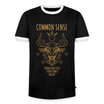 Birthday Taurus Zodiac Saying - Men's Ringer Shirt - black/white - Front - AI Model Female 172 light (172cm) & AI Model Male 178 light (178cm)