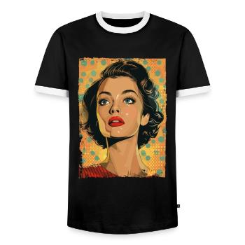 Klassische Retro Pop-Kunst Frau - Männer Kontrast-T-Shirt - Schwarz/Weiß - Vorne - AI Model Female 172 light (172cm) & AI Model Male 178 light (178cm)