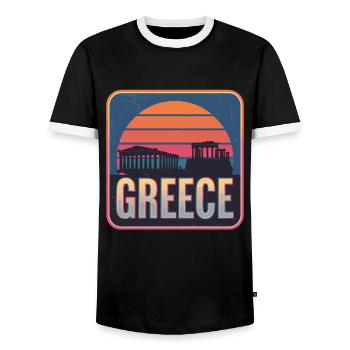 Griechenland Griechisch Ägäischen Ionischen Meer - Männer Kontrast-T-Shirt - Schwarz/Weiß - Vorne - AI Model Female 172 light (172cm) & AI Model Male 178 light (178cm)