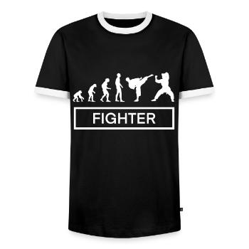 Kampfsport - Männer Kontrast-T-Shirt - Schwarz/Weiß - Vorne - AI Model Female 172 light (172cm) & AI Model Male 178 light (178cm)