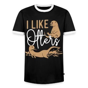 Otter I Like Otters - Men's Ringer Shirt - black/white - Front - AI Model Female 172 light (172cm) & AI Model Male 178 light (178cm)