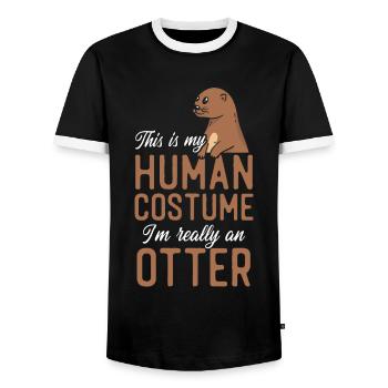 Otter This Is My Human Costume I'm - Men's Ringer Shirt - black/white - Front - AI Model Female 172 light (172cm) & AI Model Male 178 light (178cm)
