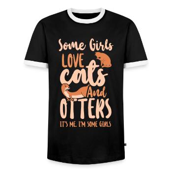 Otter Cat Some Girls Love Cats And - Men's Ringer Shirt - black/white - Front - AI Model Female 172 light (172cm) & AI Model Male 178 light (178cm)
