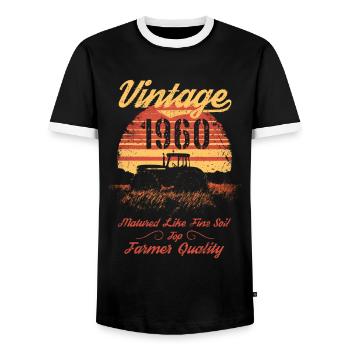 Vintage 1960 Landwirt Geburtstag Traktor Geschenk - Männer Kontrast-T-Shirt - Schwarz/Weiß - Vorne - AI Model Female 172 light (172cm) & AI Model Male 178 light (178cm)