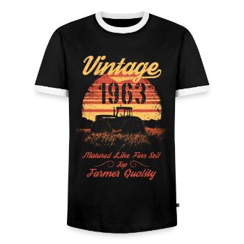 Vintage 1963 Landwirt Geburtstag Traktor Geschenk - Männer Kontrast-T-Shirt - Schwarz/Weiß - Vorne - AI Model Female 172 light (172cm) & AI Model Male 178 light (178cm)