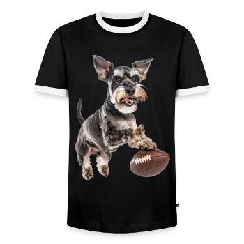 Zwergschnauzer - Männer Kontrast-T-Shirt - Schwarz/Weiß - Vorne - AI Model Female 172 light (172cm) & AI Model Male 178 light (178cm)