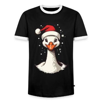 Motif de Noël sucré de canard festif avec chapeau - T-shirt contrasté Homme - noir/blanc - Devant - AI Model Female 172 light (172cm) & AI Model Male 178 light (178cm)
