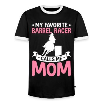 Le coureur de barils préféré m’appelle maman coureur de barils - T-shirt contrasté Homme - noir/blanc - Devant - AI Model Female 172 light (172cm) & AI Model Male 178 light (178cm)