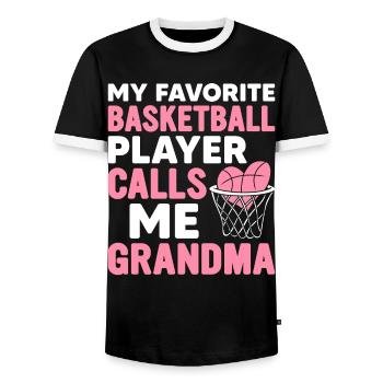 My favorite basketball player calls me Grandma-Gr - Men's Ringer Shirt - black/white - Front - AI Model Female 172 light (172cm) & AI Model Male 178 light (178cm)