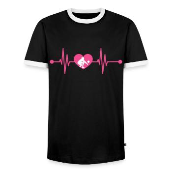 Volleyball Herzschlag Liebhaber - Männer Kontrast-T-Shirt - Schwarz/Weiß - Vorne - AI Model Female 172 light (172cm) & AI Model Male 178 light (178cm)